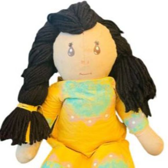 Handmade Native American Doll Paper Mache 19” Vintage Girl Toy - Picture 1 of 7